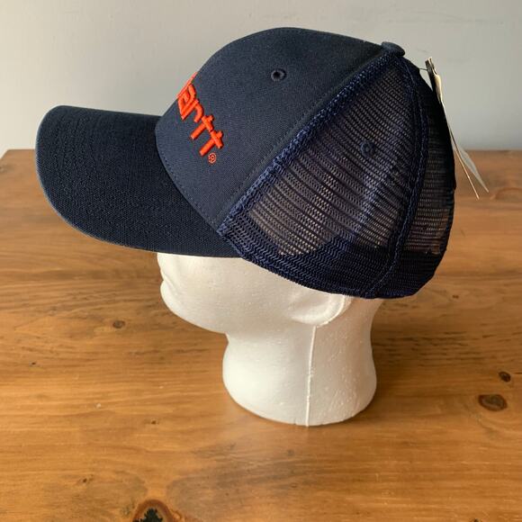 Carhartt Blue Mesh Trucker Snap Back Cap Hat One Size Adjustable New - Picture 7 of 9